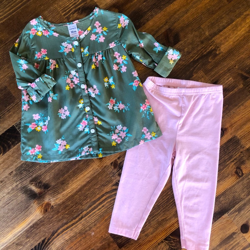 Carter’s Toddler Girl Floral Button Top & Leggings